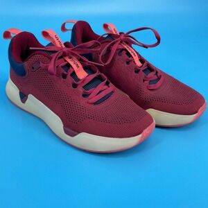 While On Earth Move Trainer Women's 6.5 Beet Oat Burgundy Knit Sneakers